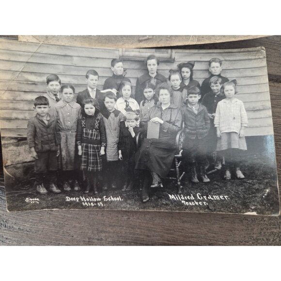 5 VTG Early 1900s School Group Photo Postcard Teachers & Students Sepia-Toned - Picture 3 of 13
